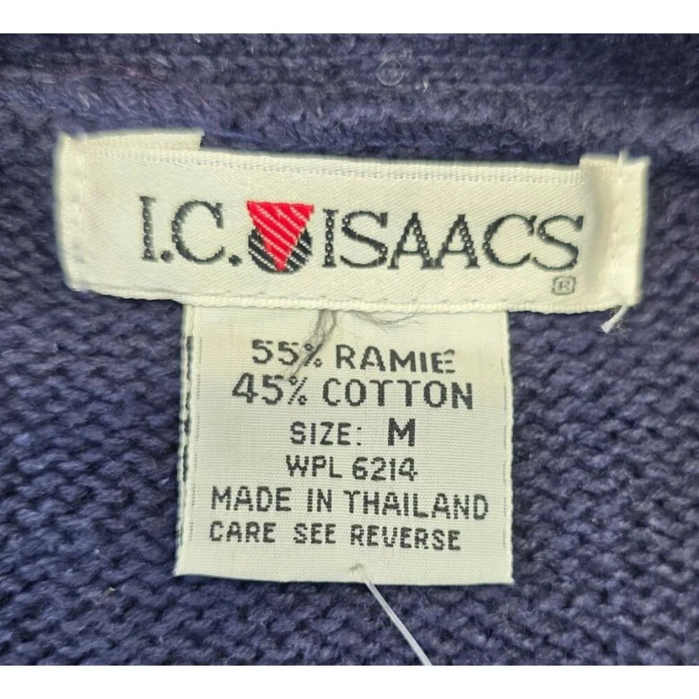 Vintage I.C. Isaacs Argyle Cardigan Sweater M Red Navy Twee Layering Preppy 70s